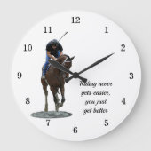 Galloping Thoroughbred Horse and Rider Wall Clock Grote Klok (Voorkant)