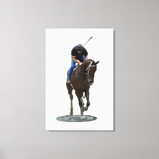 Galloping Thoroughbred Horse Stretch Canvas Print (Voorkant)
