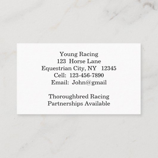Galloping Thoroughbred Visitekaartje (Achterkant)