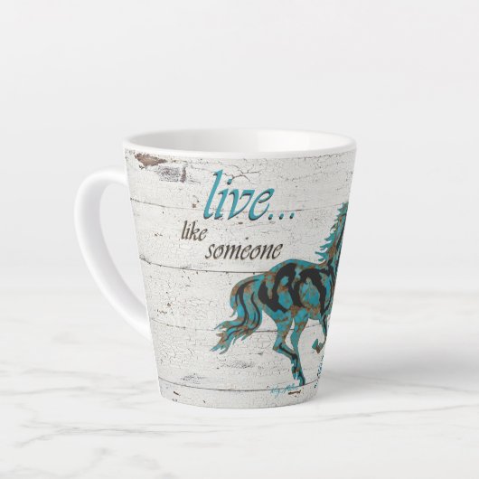 Galloping Turquoise Horse Latte Mok (Linkerhoek)
