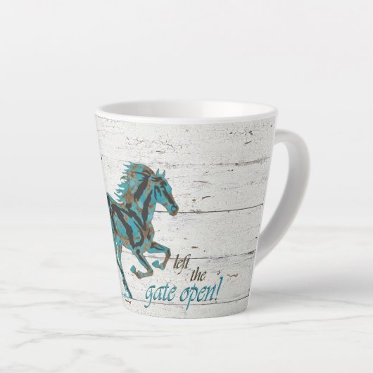 Galloping Turquoise Horse Latte Mok (Rechterhoek)