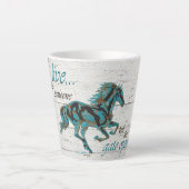 Galloping Turquoise Horse Latte Mok (Voorkant)