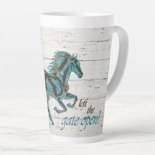 Galloping Turquoise Horse Latte Mok (Rechterhoek)