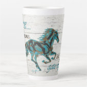 Galloping Turquoise Horse Latte Mok (Voorkant)