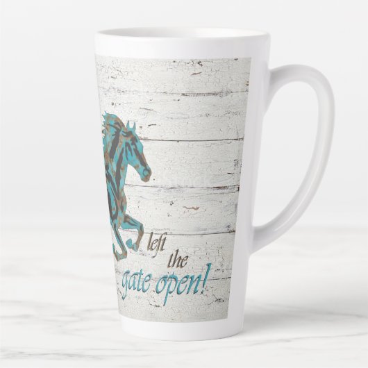 Galloping Turquoise Horse Latte Mok (Rechts)