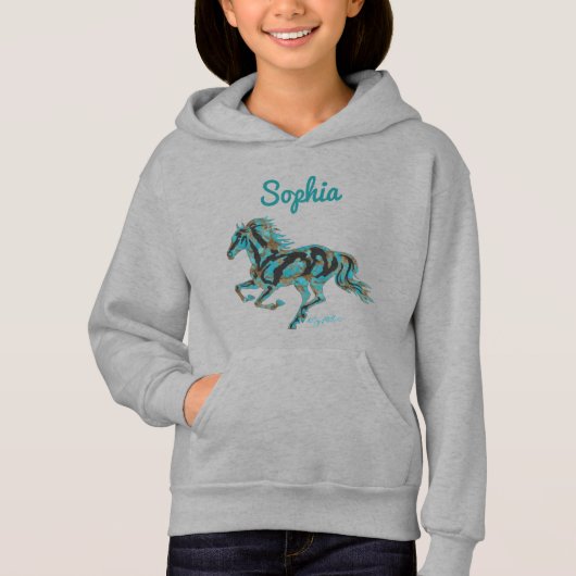 Galloping Turquoise Paard Silhouet (Voorkant)