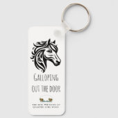Galloping uit de deur rechthoek Sleutelhanger (Achterkant)