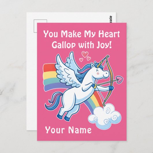Galloping Unicorn Cupid’s Love Magic  Briefkaart (Voorkant / Achterkant)