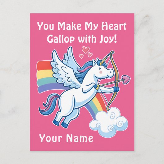 Galloping Unicorn Cupid’s Love Magic  Briefkaart (Voorkant)