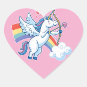 Galloping Unicorn Cupid’s Love Magic  Hart Sticker (Voorkant)