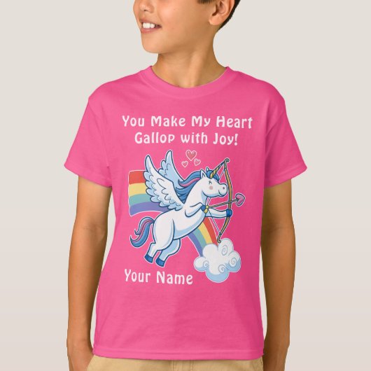 Galloping Unicorn Cupid’s Love Magic  T-shirt (Voorkant)