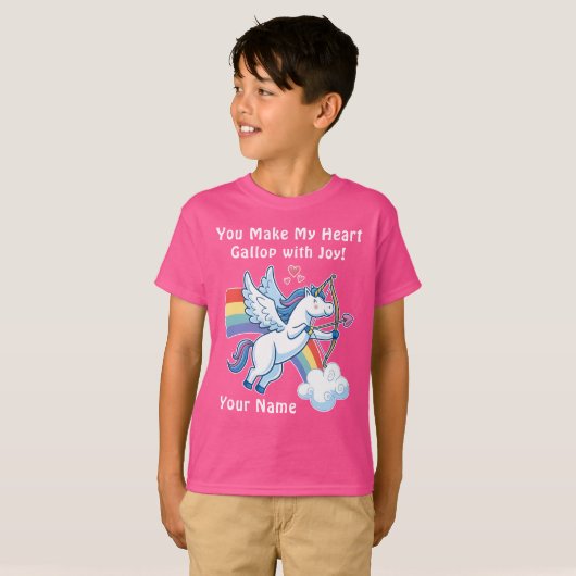 Galloping Unicorn Cupid’s Love Magic  T-shirt (Voorkant volledig)