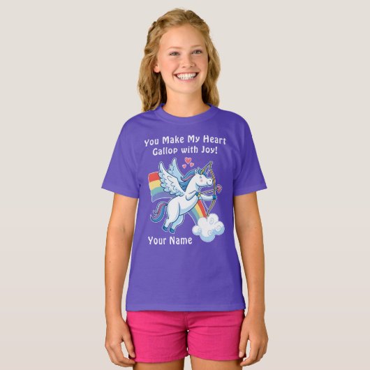Galloping Unicorn Cupid’s Love Magic  T-shirt (Voorkant volledig)