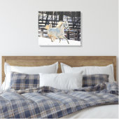 Galloping White Horse Canvas Afdruk (Insitu (Slaapkamer))