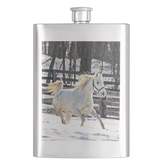 Galloping White Horse Heupfles (Voorkant)