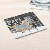 Galloping White Horse Kartonnen Onderzetters (Schuin)