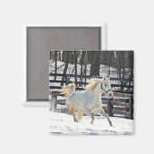 Galloping White Horse Magneet (Voorkant / Achterkant)