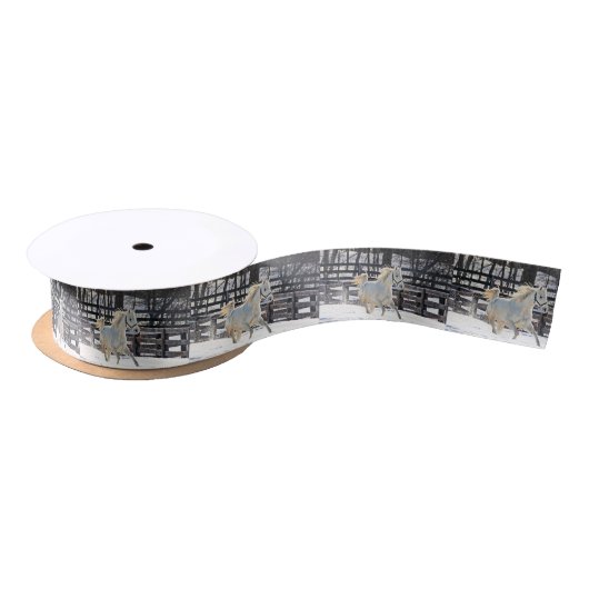 Galloping White Horse Satijnen Lint (Spoel)