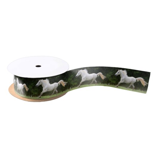 Galloping White Horse Satijnen Lint (Spoel)