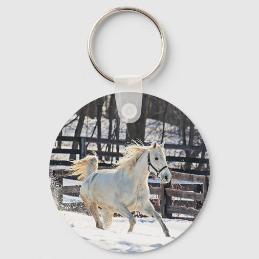 Galloping White Horse Sleutelhanger (Voorkant)