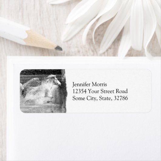 Galloping White Water Horse Etiket (Insitu)