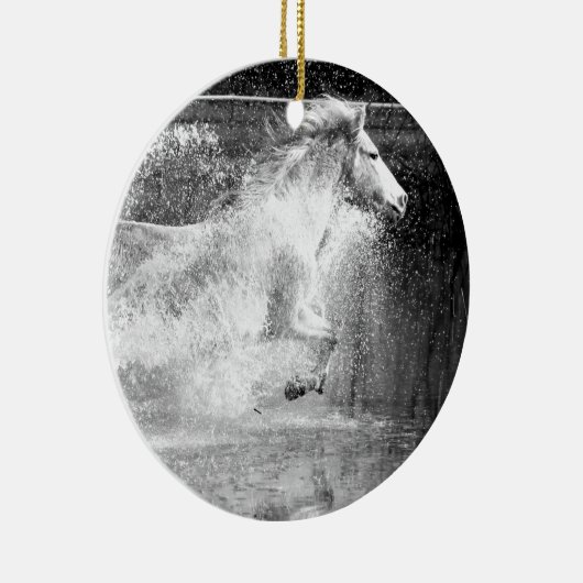 Galloping White Water Horse Keramisch Ornament (Rechts)