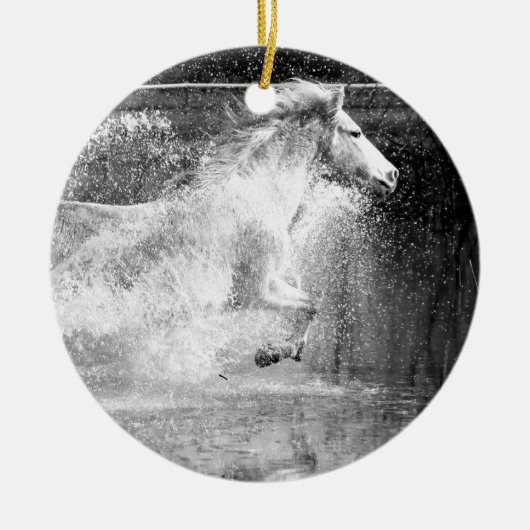 Galloping White Water Horse Keramisch Ornament (Voorkant)