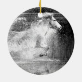 Galloping White Water Horse Keramisch Ornament (Achterkant)