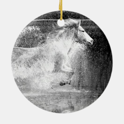 Galloping White Water Horse Keramisch Ornament (Achterkant)