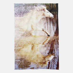 Galloping White Water Horse Theedoek