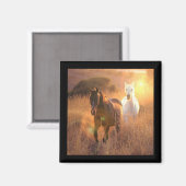 Galloping Wild Horses Square Magnet (Voorkant / Achterkant)