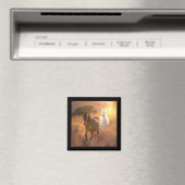 Galloping Wild Horses Square Magnet (Insitu (Vaatwasser))