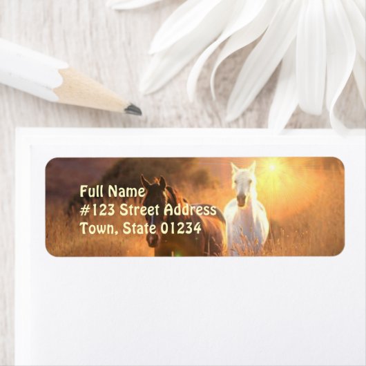 Galloping wild paard retour adres label (Insitu)