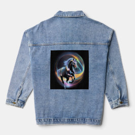 Galloping zwart paard denim jacket