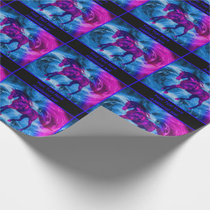 Galloping zwart paard fantasie gepersonaliseerd cadeaupapier