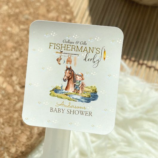 Gallops en Gills Fisherman Derby Baby shower Vierkante Sticker