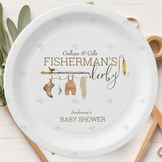 Gallops en Gills Fisherman's Derby Baby shower Papieren Bordje