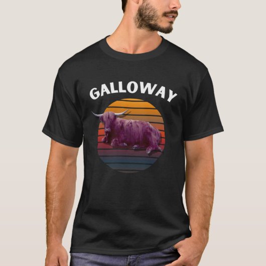 Galloway Cow Retro for Men Women Kids T-shirt (Voorkant)