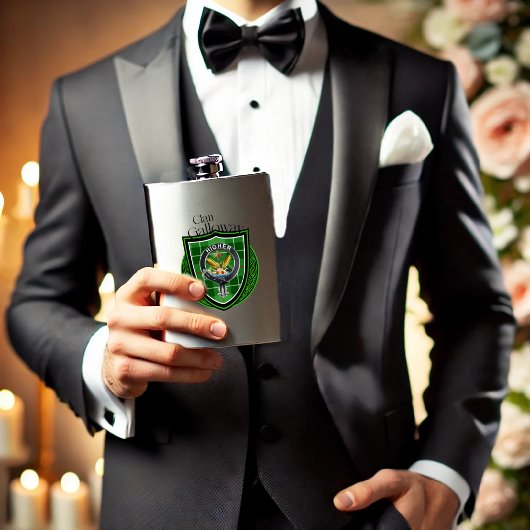 Galloway Schotse Clan Tartan & Crest Flacon