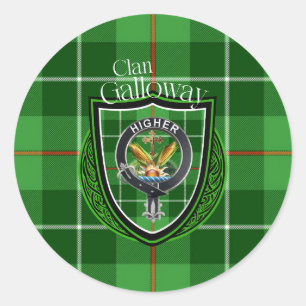 Galloway Schotse Clan Tartan & Crest Ronde Sticker