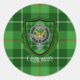 Galloway Schotse Clan Tartan & Wapen Ronde Sticker