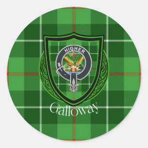 Galloway Schotse Clan Tartan & Wapen Ronde Sticker
