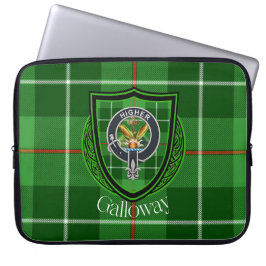 Galloway Scottish Clan Tartan and Crest Laptop Sleeve