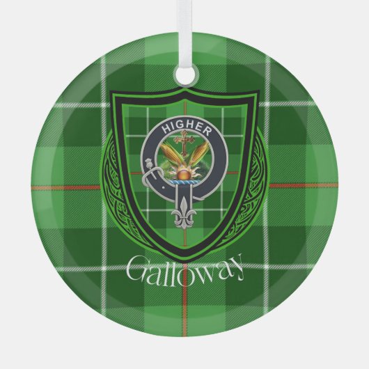 Galloway Scottish Clan Tartan & Crest Glas Ornament (Voorkant)