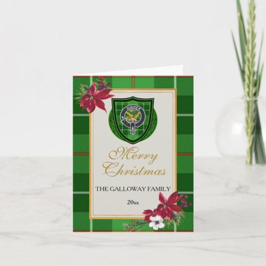 Galloway Scottish Clan Tartan & Crest Kaart (Voorkant)