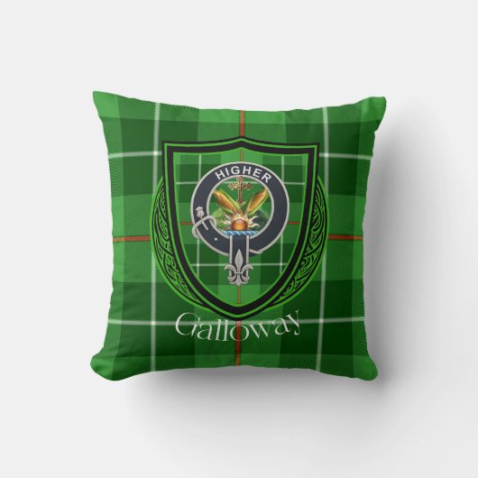 Galloway Scottish Clan Tartan & Crest Kussen (Voorkant)
