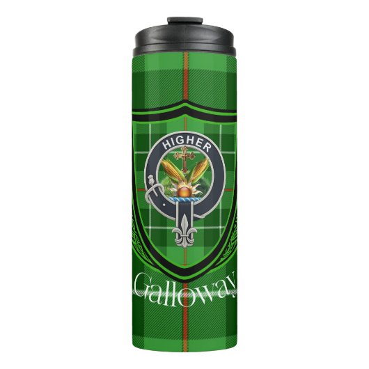 Galloway Scottish Clan Tartan & Crest Thermosbeker (Voorkant)