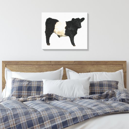 Galloway Steer Cutout Beltie Gift Canvas Afdruk (Insitu (Slaapkamer))