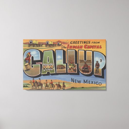 Gallup, New Mexico - Large Letter Scenes 2 Canvas Afdruk (Voorkant)