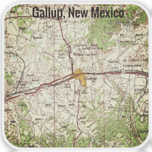 Gallup Topo Map Sticker (Voorkant)